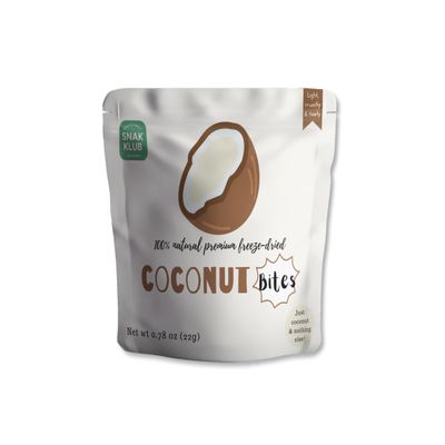 Snakklub Coconut Bites  Single-Serve Freeze-Dried Coconut, 100% Fruit Without Added Sugar/Additives/Preservatives (Pack of 12)