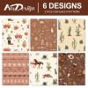 12 Sheet Western Cowboy Wrapping Paper Wild West Horse Bull Cactus Gift Wrap Paper Bulk Folded Flat Funny Art Paper for Birthday Wedding Baby Shower DIY Crafts Gift Packing, 19.7 x 27.6 In view 3