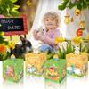 12 Pcs 4 Style Bunny Eggs Treat Boxes with Handles, Easter Gift Boxes with Bunny Chick Egg Patterns, Happy Day Themed Cardboard Treat Boxes for Party Favors view 2