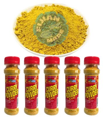 Fijian Made - Authentic FIJI Curry Powder, Mild Natural (Pack Of 5 x 90g) Take Your Cooking To The Next Level... FijiProduct.com