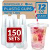 Reli. 12oz Plastic Cups with Lids (150 Pack) view 1