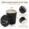 Fit Meal Prep 100 Pack 12 oz Black Disposable Coffee Cups with Lids, Corrugated Triple Wall To Go Hot Cups, Insulated Paper Coffee Cups for Hot Beverages, Travel, Home, Office (Black Lids) view 2