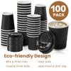 Fit Meal Prep 100 Pack 12 oz Black Disposable Coffee Cups with Lids, Corrugated Triple Wall To Go Hot Cups, Insulated Paper Coffee Cups for Hot Beverages, Travel, Home, Office (Black Lids) view 4