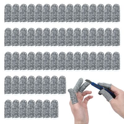 60 pcs Finger Cots Cut Resistant Protector Cut-Resistant Finger Covers, Anti-Cut Fingertips Finger Protection Cots for Peaked Tools DIY Working Building Kitchen Cutter Cooking, Breathable & Reusable