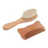 Vomeko Wooden Baby Hair Brush and Comb Set - Baby Bathing Wood Comb, Wool Brush for Infants, N atural Bristle Baby Brush, Perfect Infant Hair Care and Grooming Set view 2