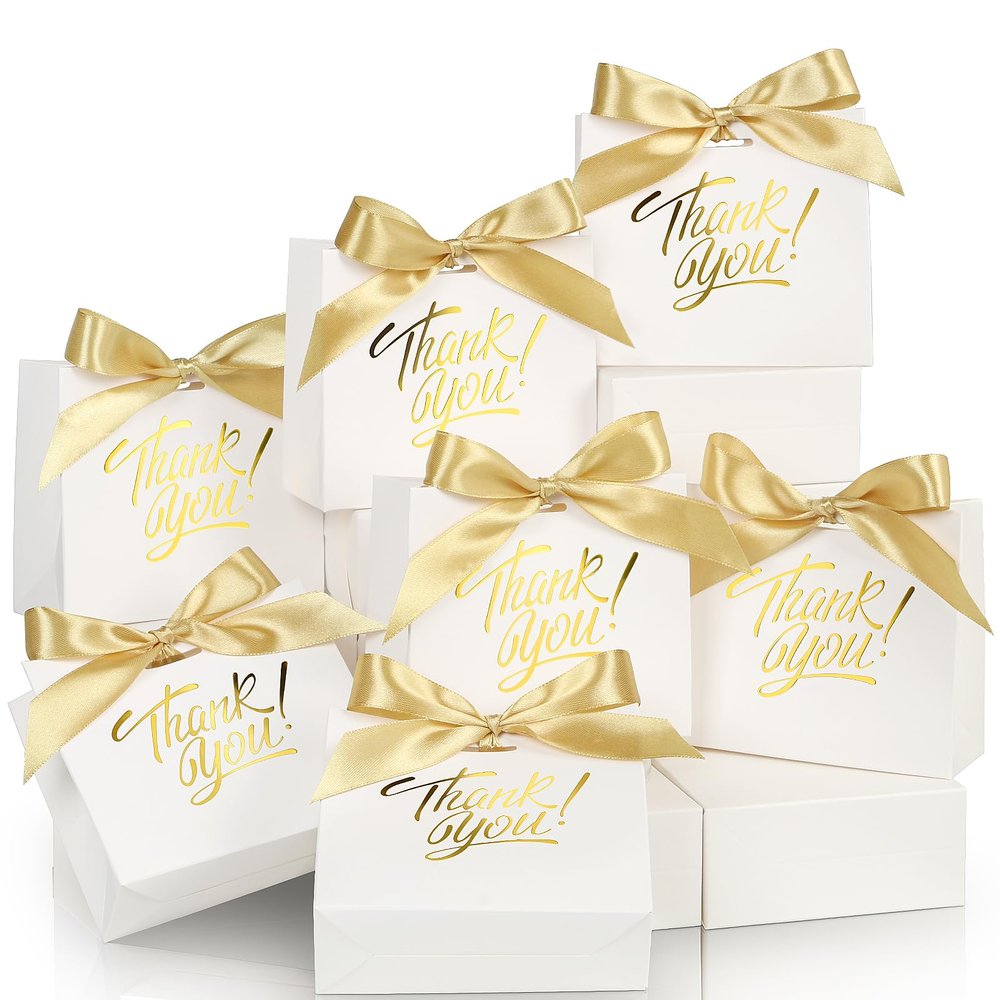 EQOREIIN Mini Gift Bags, 70 Pack - 4.5x1.8x3.9 Inches White Kraft Paper Gift Bags with Bow Ribbon for Birthday, Wedding, Baby Shower