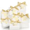 EQOREIIN Mini Gift Bags, 70 Pack - 4.5x1.8x3.9 Inches White Kraft Paper Gift Bags with Bow Ribbon for Birthday, Wedding, Baby Shower view 1