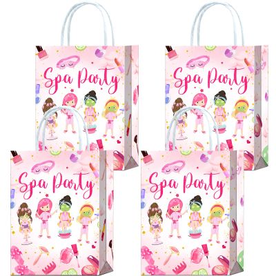 16 Pcs Spa Birthday Makeup Pajamas Sleepover Party Favor Bags,Spa Birthday Cosmetics Goodie Treat Candy Snack Gift Bags for Kids Girls Women Party Supplies decorations