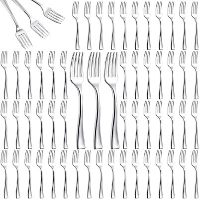 Hushee 300 Pcs Plastic Mini Plastic Forks Bulk 4 Inch Disposable Mini Appetizer Forks Tasting Fork Cutlery for Dessert Party Wedding Catering Fruit Cake(Silver Color)