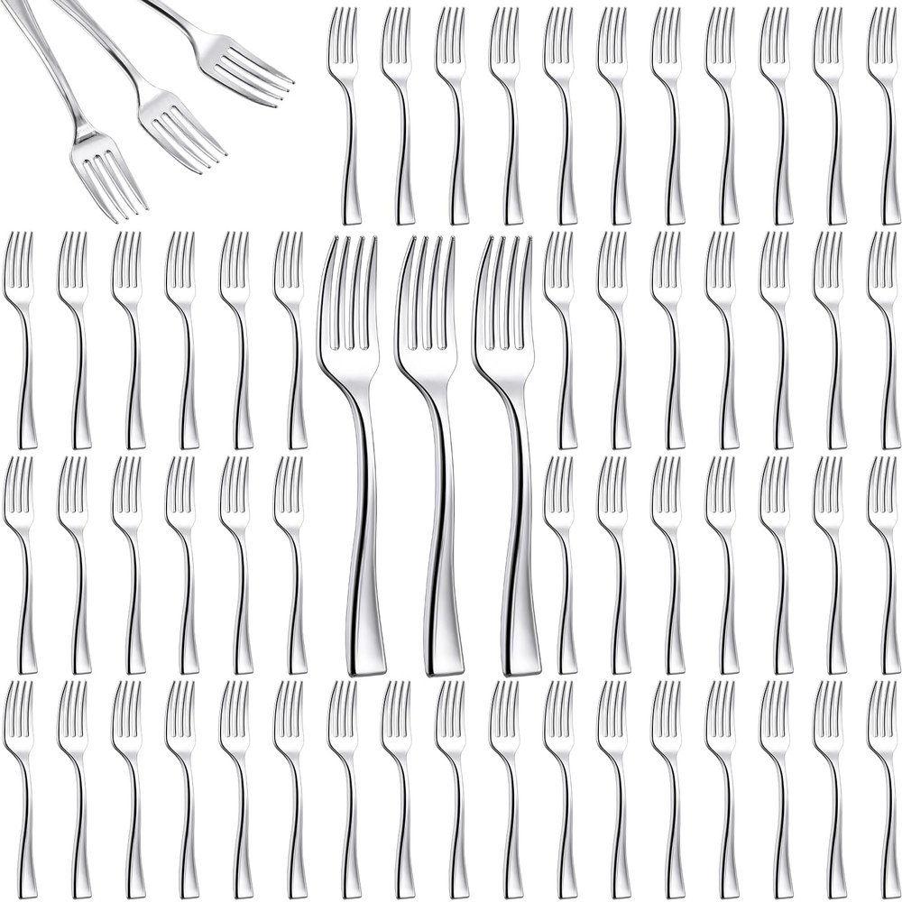 Hushee 300 Pcs Plastic Mini Plastic Forks Bulk 4 Inch Disposable Mini Appetizer Forks Tasting Fork Cutlery for Dessert Party Wedding Catering Fruit Cake(Silver Color)