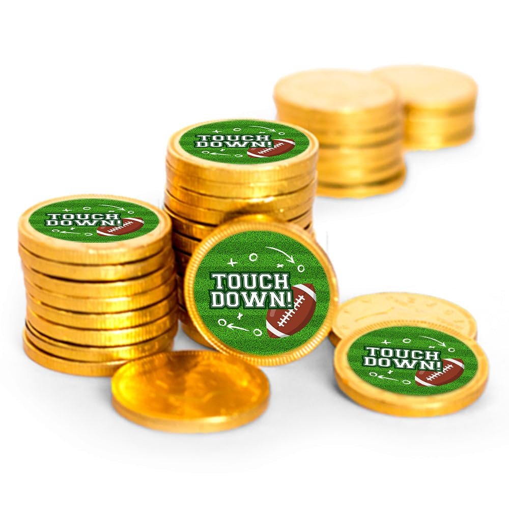 80 Pcs Football Party Candy Favors Chocolate Coins with Gold Foil