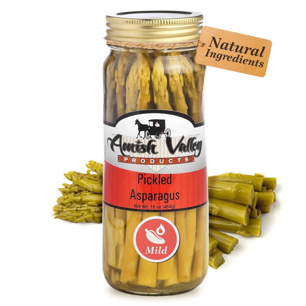 Amish Valley Products Pickled Aspargus Spears Glass Jar Vegetable (Mild, One Jar)
