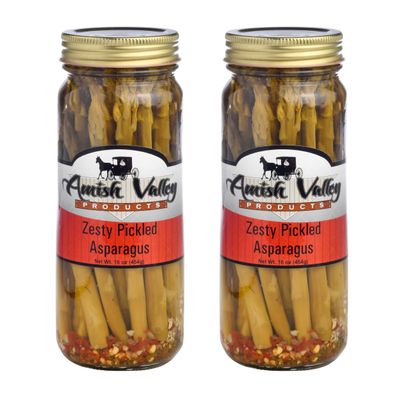 Amish Valley Products Pickled Aspargus Spears Glass Jar Vegetable (Zesty, Two Jar Pack)