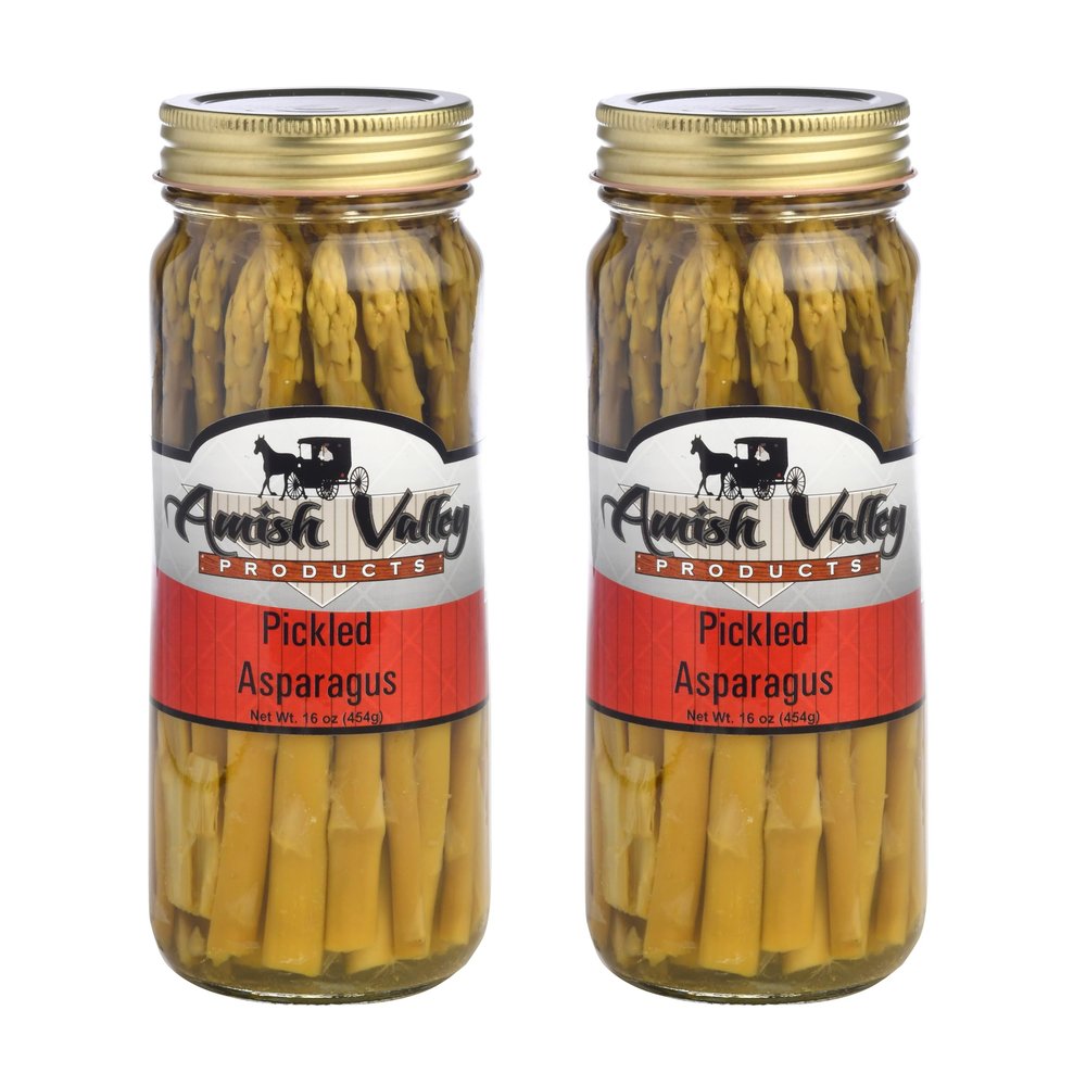 Amish Valley Products Pickled Aspargus Spears Glass Jar Vegetable (Mild, Two Jar Pack)