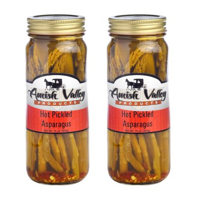 Amish Valley Products Pickled Aspargus Spears Glass Jar Vegetable (Hot, Two Jar Pack)
