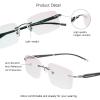 VisionGlobal Metal Readers for men/women Blue Light Blocking,Hand-set Diamond Fashion Square Glasses (Grey Brown, 1.50 Magnification) view 2