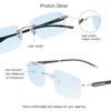 VisionGlobal Metal Readers for men/women Blue Light Blocking,Hand-set Diamond Fashion Square Glasses (Silver Blue, 1.50 Magnification) view 2
