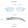VisionGlobal Metal Readers for men/women Blue Light Blocking,Hand-set Diamond Fashion Square Glasses (Silver Blue, 1.50 Magnification) view 3