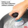 OYV Soap Dispensing Palm Brush, Dish Brush Set with Silicone Drip Tray and One Refill, Kitchen Dish Scrub Brush for Cleaning Pots, Pans, Sinks view 3