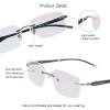 VisionGlobal Metal Readers for men/women Blue Light Blocking,Hand-set Diamond Fashion Square Glasses (Grey Pink, 1.00 Magnification) view 2