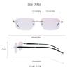 VisionGlobal Metal Readers for men/women Blue Light Blocking,Hand-set Diamond Fashion Square Glasses (Grey Pink, 1.00 Magnification) view 3