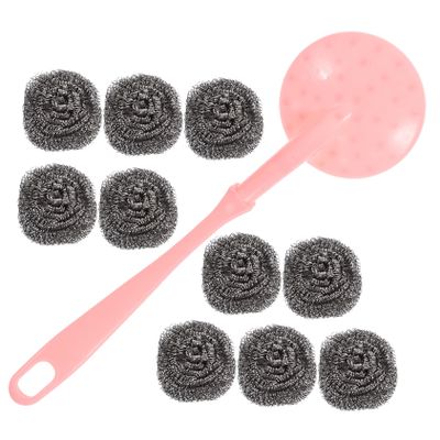 1 Set BBQ Cleaning Brush Natural Dish Sponge Kitchen Dish Sponge Stainless Steel Scourers Bathroom Cleaning Brush Kitchen Supplies Pot Cleaning Ball Dish Brush