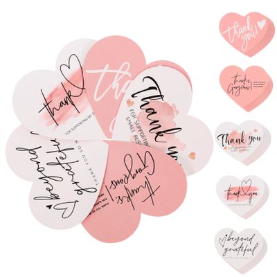 150pcs Coated Paper Thank You Label Tags DIY Bridal Shower Tags Valentine Heart Small Business Wedding Thank You Heart Card Packing Card Bride Heart-Shaped
