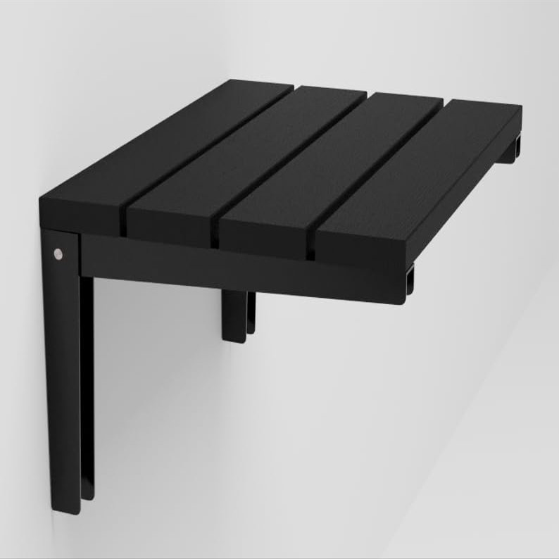Folding Natural Teak Wood Shower Seat, Foldable Shower Bench, Wall Mounted Folding Wooden Shower Stool, Inside Shower Seat for Seniors Disabled Pregnant, Handmade Fold Down Shower Seat (Black)