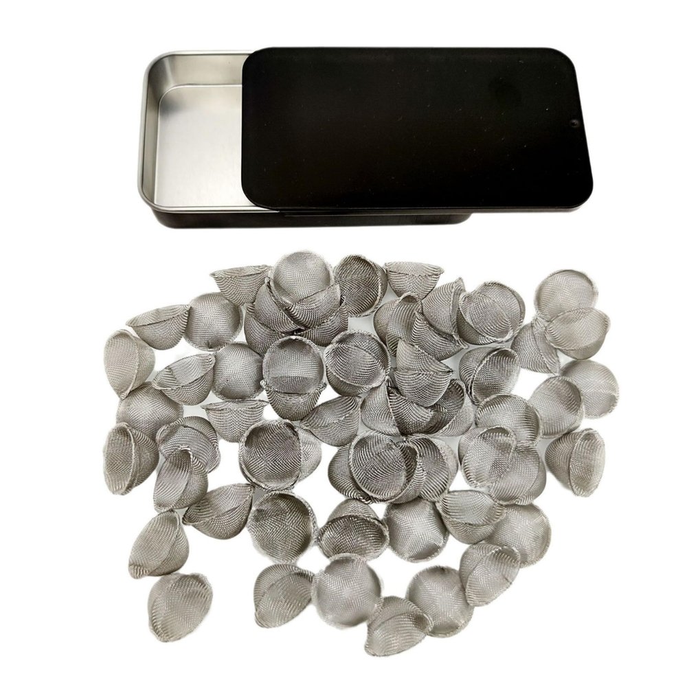 70 Pcs Pipe Screens 0.75inch (3/4) Stainless Steel Conical Design Bowl Screen Filters with Metal Box. Adjustable Size