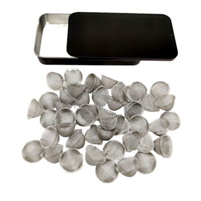 50 Pcs Pipe Screens 0.75inch (3/4) Stainless Steel Conical Design Bowl Screen Filters with Metal Box. Adjustable Size