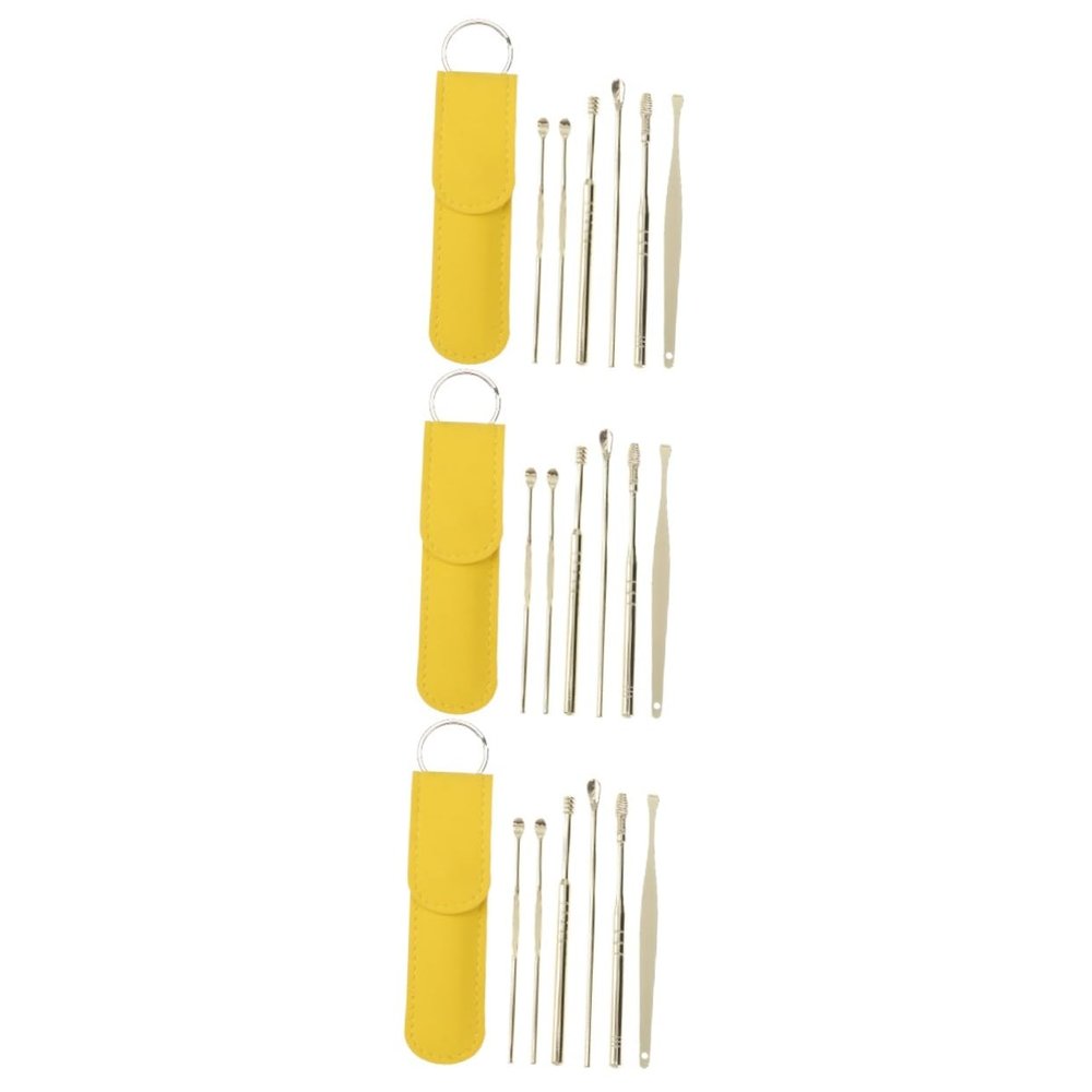 Gatuida 3sets Ear Wax Removal Tool Spiral Ear Cleaner with Picks Portable Storage Bag for Home Use