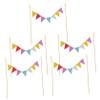 VICASKY 5pcs Flag Cake Insert Birthday Toothpicks Cupcakes Birthday Cupcake Picks Fruit Toothpick Fondant Topper Cake Banner Topper Party Cups Triangle Paper Cup Bamboo view 1