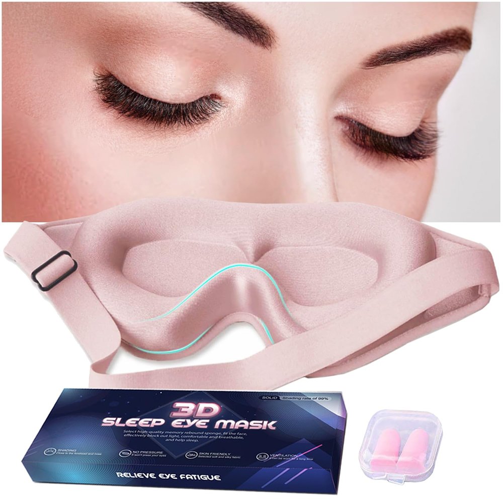 3D Eye Mask for Lash Extensions, Lash Sleeping Mask Eyelash Protector for Women, Light Blocking Deep Contoured Eye Covers for Sleeping with No Pressure Cup & Adjustable Strap for Sleep Yoga Travel