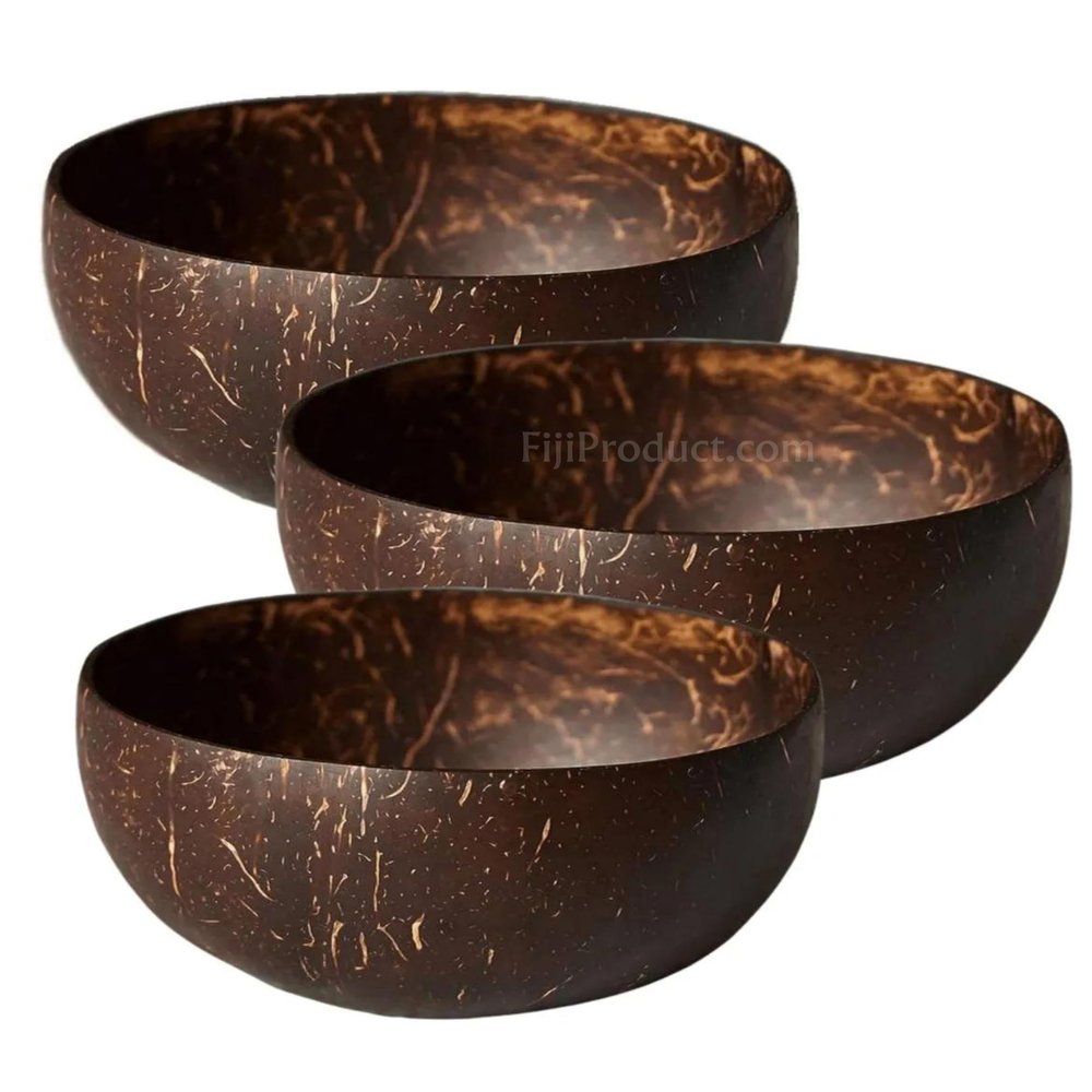 Authentic Kava Drinking Cup - 100% Natural Fiji Kava Coconut Shell (3 Cup's) Made in Fiji Islands