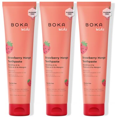 Boka Fluoride Free Toothpaste Nano Hydroxyapatite Toothpaste - Strawberry Mango Flavor, 4 oz 3Pk US Manufactured