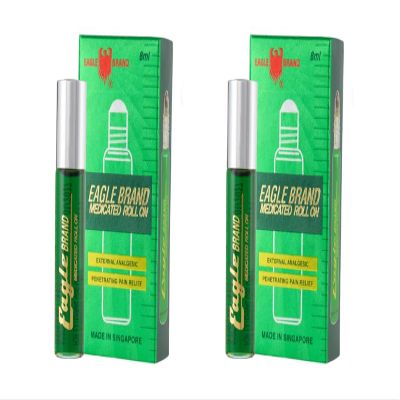 1 Pack - Twin Green Roll On Essential Medicated Oil - Hai Chai Dau LAN Con O Xanh - 8mL per Bottle x 2 Bottles per Order - Made in Singapore