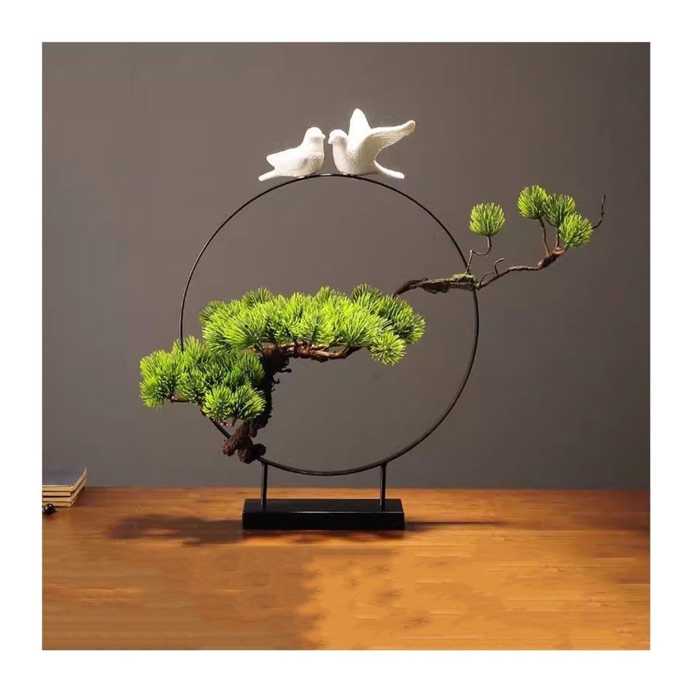 Artificial Bonsai Tree Indoor Simulation Bonsai Fake Plant Welcome Pine Bonsai Decoration Living Room Decoration Porch Cabinet Office Office Decoration Bonsai