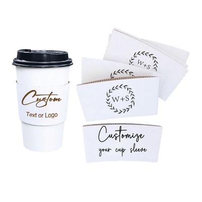 10-20oz Custom White Coffee Cup Sleeves,Personalized Disposable Corrugated Paper Cup Sleeves,Coffee Sleeves for Events Party Wedding,Baby Shower,Anniversary,Engagement