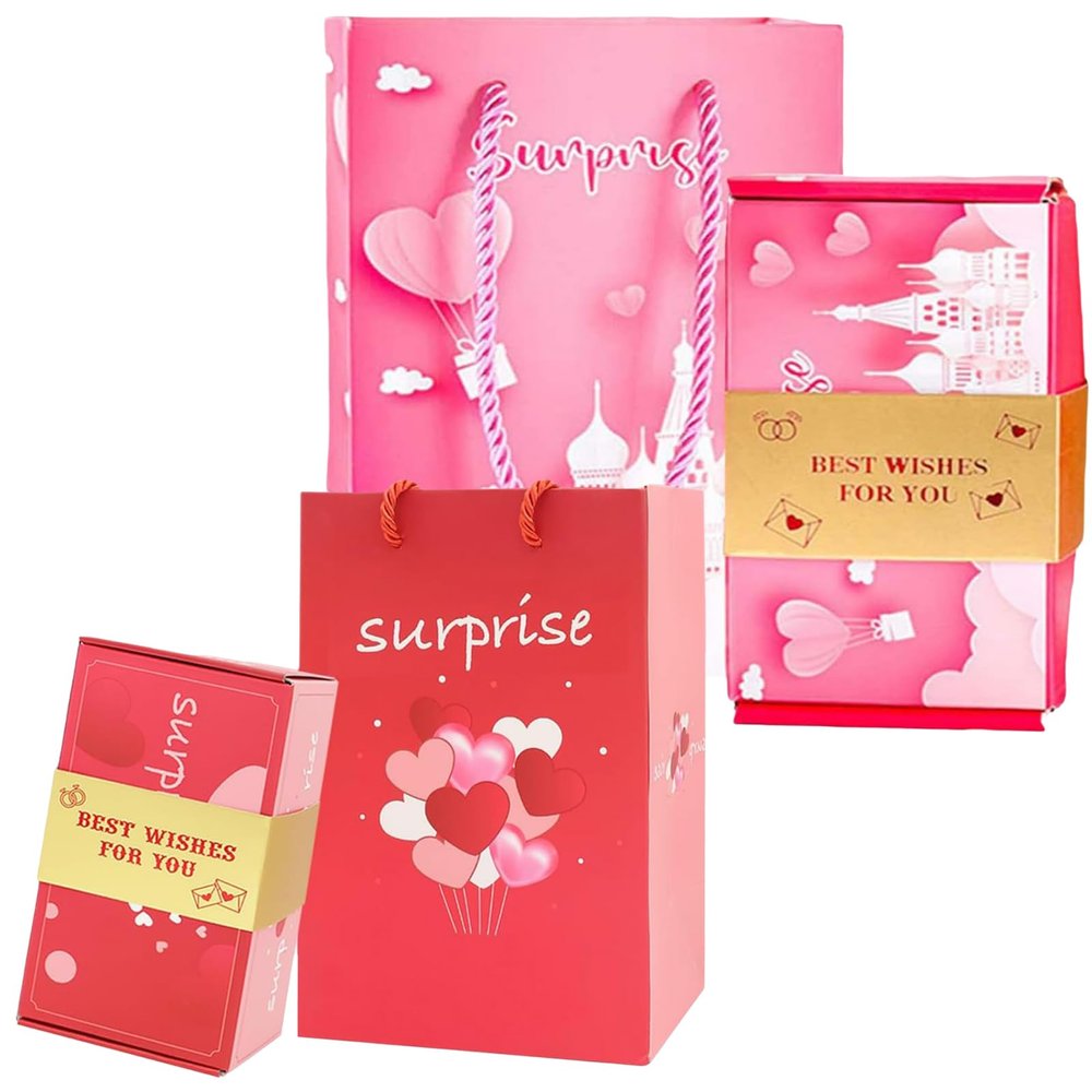 ZSJGGBOY Merry Christmas Surprise Gift Boxes, Joyjoyset, Joy Joy Snow Folding Pop-Up Explosion Gift Box, Surprise Gift Box Explosion for Money Christmas (A+B)