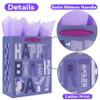13" Large Purple Gift Bag Set with Greeting Card and Lavender Tissue Papers (Cartoon Happy Birthday) for Women's Birthday Party, Girls' Party, Baby Shower, or Baby Girl - 10.2x5.2x13, 1 Pcs. view 4