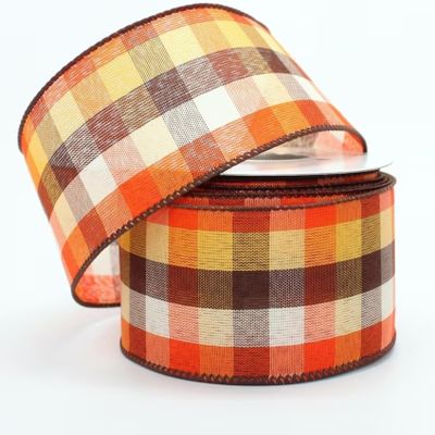 10 Yards Fall Buffalo Plaid Wired Ribbon, Buffalo Plaid Ribbon, Fall Plaid Ribbon, 2.5" Wide, Ribbon for Wreaths, Fall Plaid Ribbon