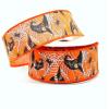 10 Yards Spider Web Witch Hat Orange Halloween Wired Ribbon, Spider Web Witch Hat Orange Ribbon for Wreaths, Spider Web Ribbon, Halloween Wired Ribbon, 1.5" Width Ribbon view 1
