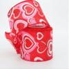 10 Yards Pink Red Sparkle Hearts Wire Edge Ribbon, Valentine's Day Ribbon, 2.5 inch Ribbon for Wreaths, Valentines Day Ribbon view 1