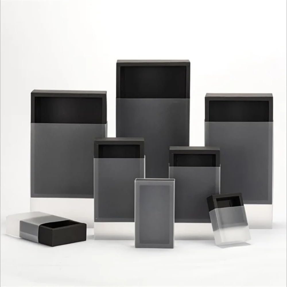 10Packs Rectangle Kraft Paper Box with PVC Window For Wedding ,Birthday Party,Jewelry, Candy Cookies Clear Boxes Decorative Gift Packaging (black box +matt pvc,Inner Size: 9*6*4cm Outer