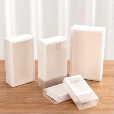 10Packs Rectangle Kraft Paper Box with PVC Window For Wedding ,Birthday Party,Jewelry, Candy Cookies Clear Boxes Decorative Gift Packaging (white+matt pvc,Inner Size:23*13*6cm Outer