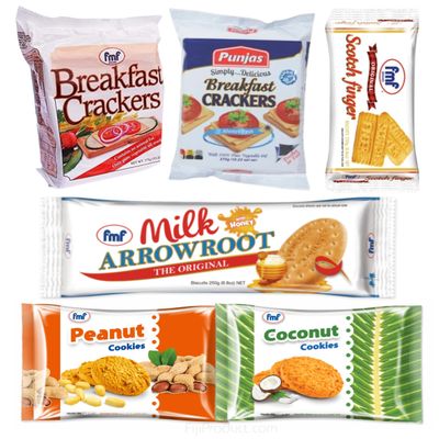 Fiji fmf & Punjas Variety Sampler Pack - Breakfast Crackers, Scotch Finger, Milk Arrowroot, Peanut, Coconut Cookies, Crunchy Biscuit Cookie Snack (Pack Of 6) Deal, Delicious Combinations with Tea or Morning Coffee... ASSORTMENT OF COOKIES! Imported f