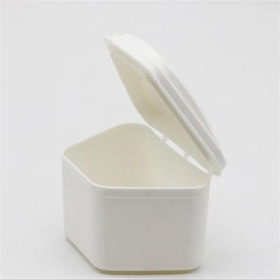 30 Pieces trapezoidal Plastic Denture Bath Box Dental Denture Appliance Container trapezoidal Denture Storage Box (Color : White)