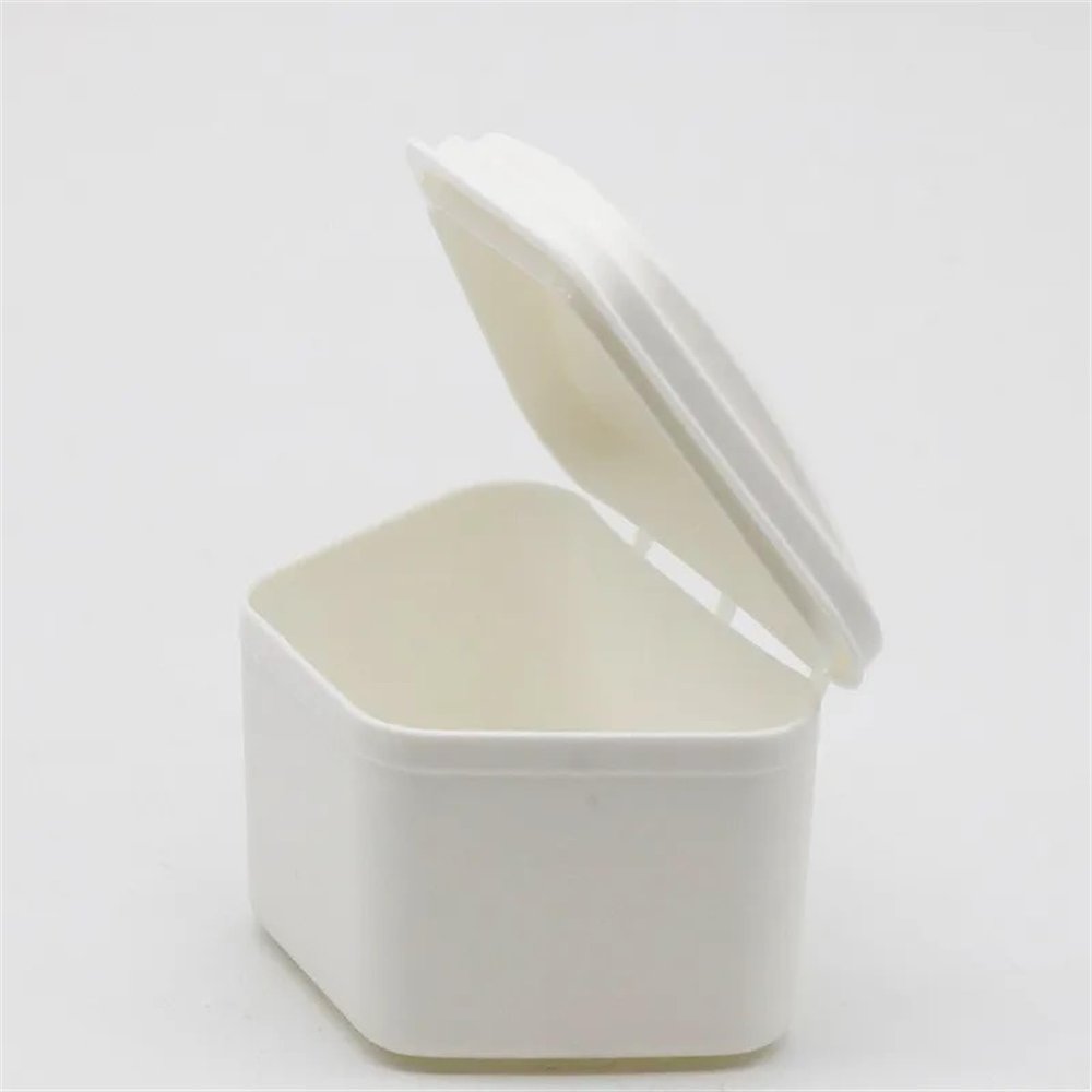 30 Pieces trapezoidal Plastic Denture Bath Box Dental Denture Appliance Container trapezoidal Denture Storage Box (Color : White)