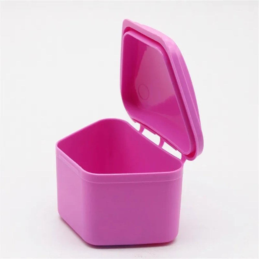 30 Pieces trapezoidal Plastic Denture Bath Box Dental Denture Appliance Container trapezoidal Denture Storage Box (Color : Pink)