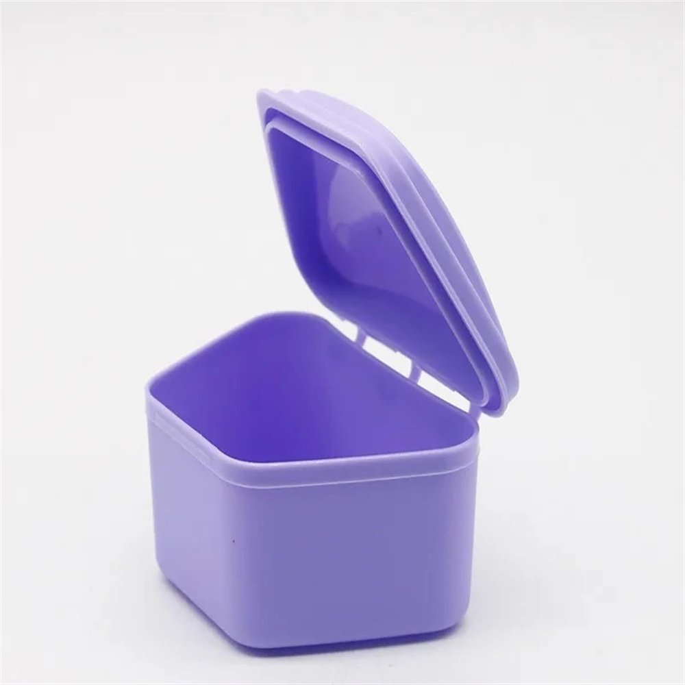 30 Pieces trapezoidal Plastic Denture Bath Box Dental Denture Appliance Container trapezoidal Denture Storage Box (Color : Purple)